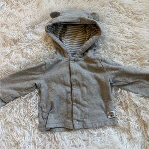 Mac & Moon Gray Bear Ear Hoodie Jacket Baby 12M 100% Cotton